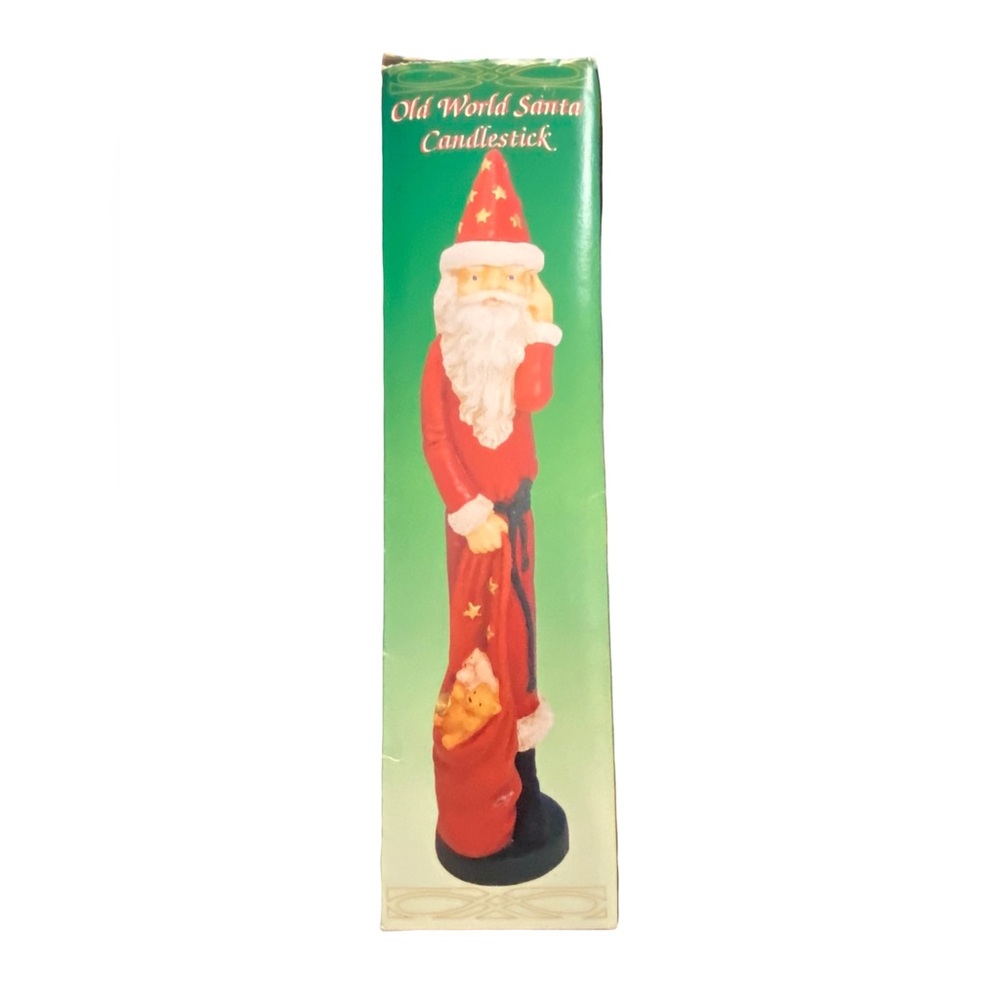 OLD WORLD Santa Candlestick‎ w/Removable Top and Original Box